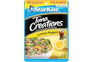 StarKist Tuna Creations Lemon Pepper, 2.6 oz Pouch (1 Pack) Ready to Eat Wild Caught Tuna, 16g Protein, 80 Calories Per Serving, Gluten Free, Soy Free, Kosher, Perfect for Salads, Keto Meals & Snacks