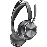 Poly - Voyager Focus 2 UC USB-A Headset (Plantronics) - Bluetooth Dual-Ear (Stereo) Headset with Boom Mic - USB-A PC/Mac Compatible - Active Noise Canceling - Works with Teams, Zoom (Certified) & More
