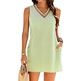 Blooming Jelly Womens Beach Dresses Cover Ups Bathing Suit Swimsuit Coverup Vacation Cruise Travel Outfits with Pockets (L, Green)