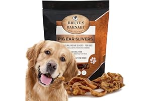 BRUTUS & BARNABY Pig Ear Slivers - Thick Cut, All Natural Dog Treat, Healthy Pure Pork Ear, Easily Digested, Best Gift for Large & Small Dogs (2 lb)