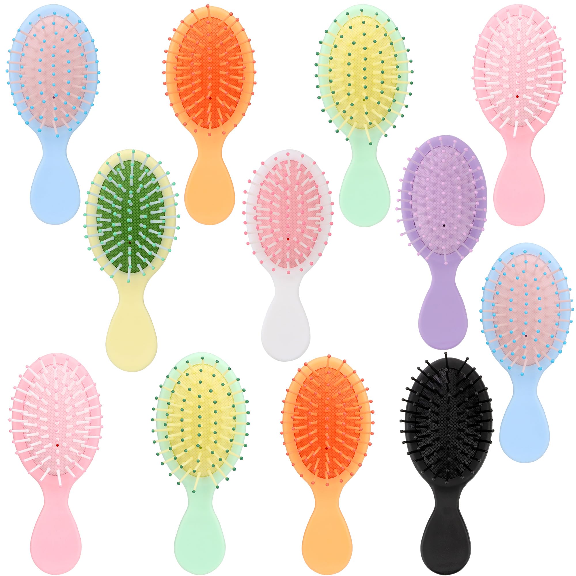 Photo 1 of 12 Pack Mini Hair Brush Bulk Soft Brush For Hair Travel Detangler Wet Hair Brush Pocket Travel Hair Brush Soft Bristles Hair Brush Small Paddle Hair Brush For Men Women 8 Colors