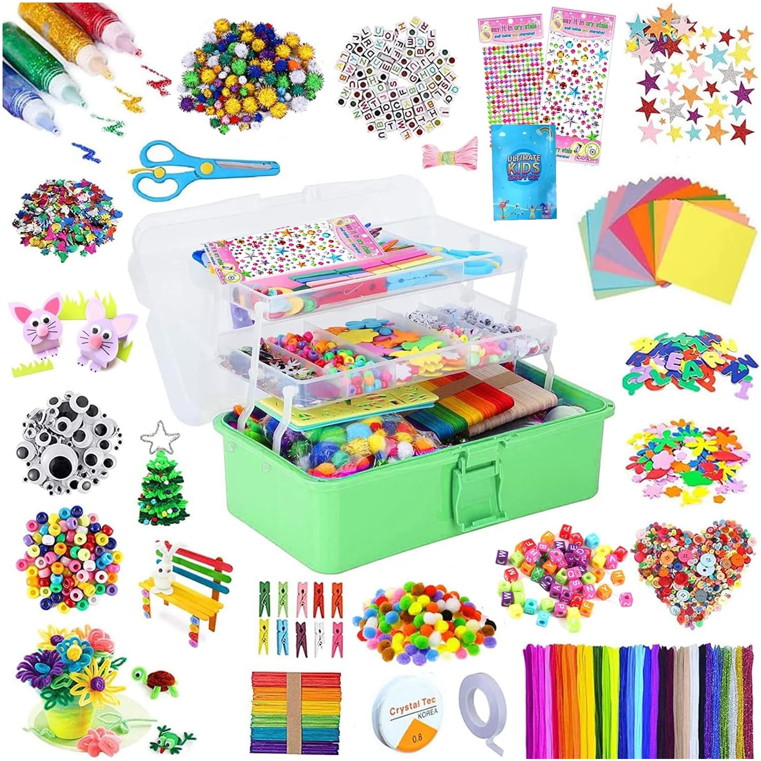 zycBernoi 3000+ Pcs Arts and Crafts Supplies for Kids - Kids Craft kit for Boys & Girls - Craft Box Gift for Ages 4-6, 6-8, 8-12