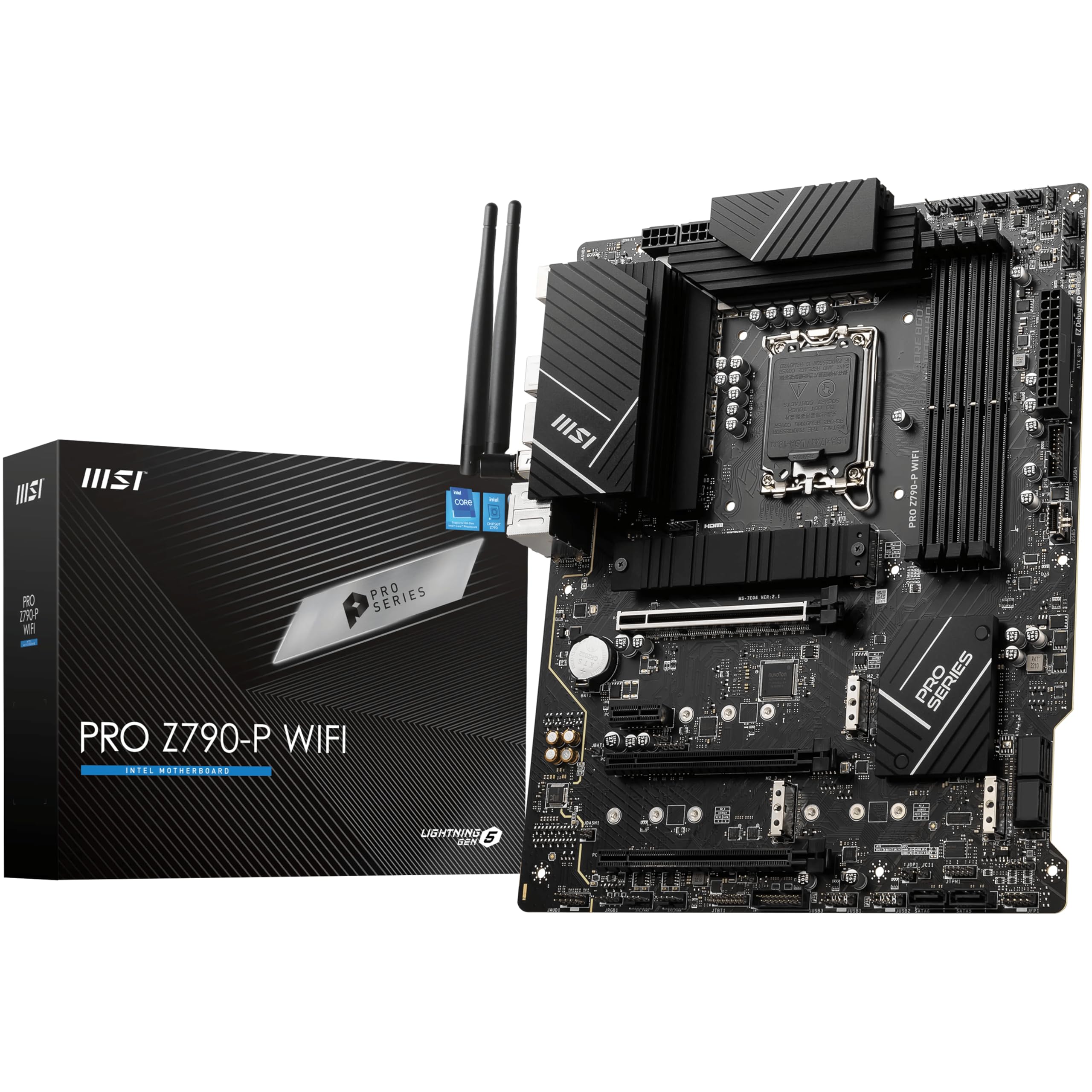 MSI PRO Z790-P WIFI Motherboard, ATX - Supports Intel 14th, 13th & 12th Gen Core Processors, LGA 1700-55A DrMOS, DDR5 Memory Boost 7000+MHz/OC, PCIe 5.0 & 4.0 x16, 4 x M.2 Gen4, Wi-Fi 6E, 2.5G LAN