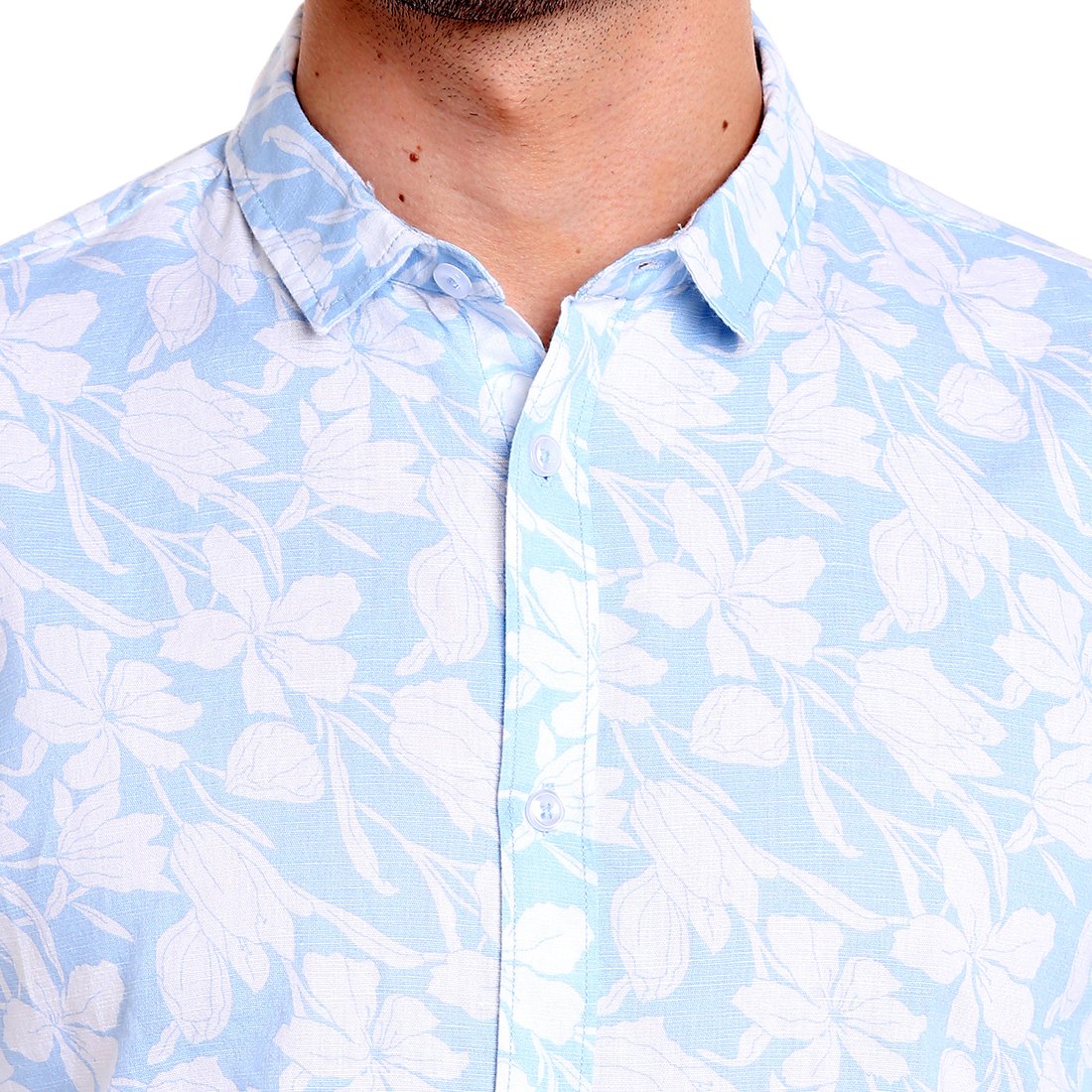 dennis lingo men's cotton linen pink floral printed casual shirt