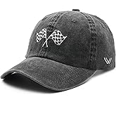Waldeal Men's Baseball Caps Checkered Flags Racing Car Flag Pole Washed Adjustable Dad Hat