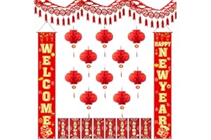PEYWOT Chinese Lunar New Year Party Decorations, Lunar New Year Decorations 2025 Include Chinese New Year Garland Red Envelopes Red Lantern Hanging Ornaments Chinese Couplets for Spring Festival Party Décor
