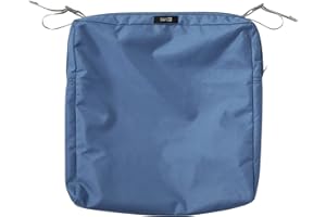 Classic Accessories Ravenna Water-Resistant 19 x 19 x 3 Inch Square Outdoor Seat Cushion Slip Cover, Patio Furniture Chair Cushion Cover, Empire Blue, Patio Furniture Cushion Covers