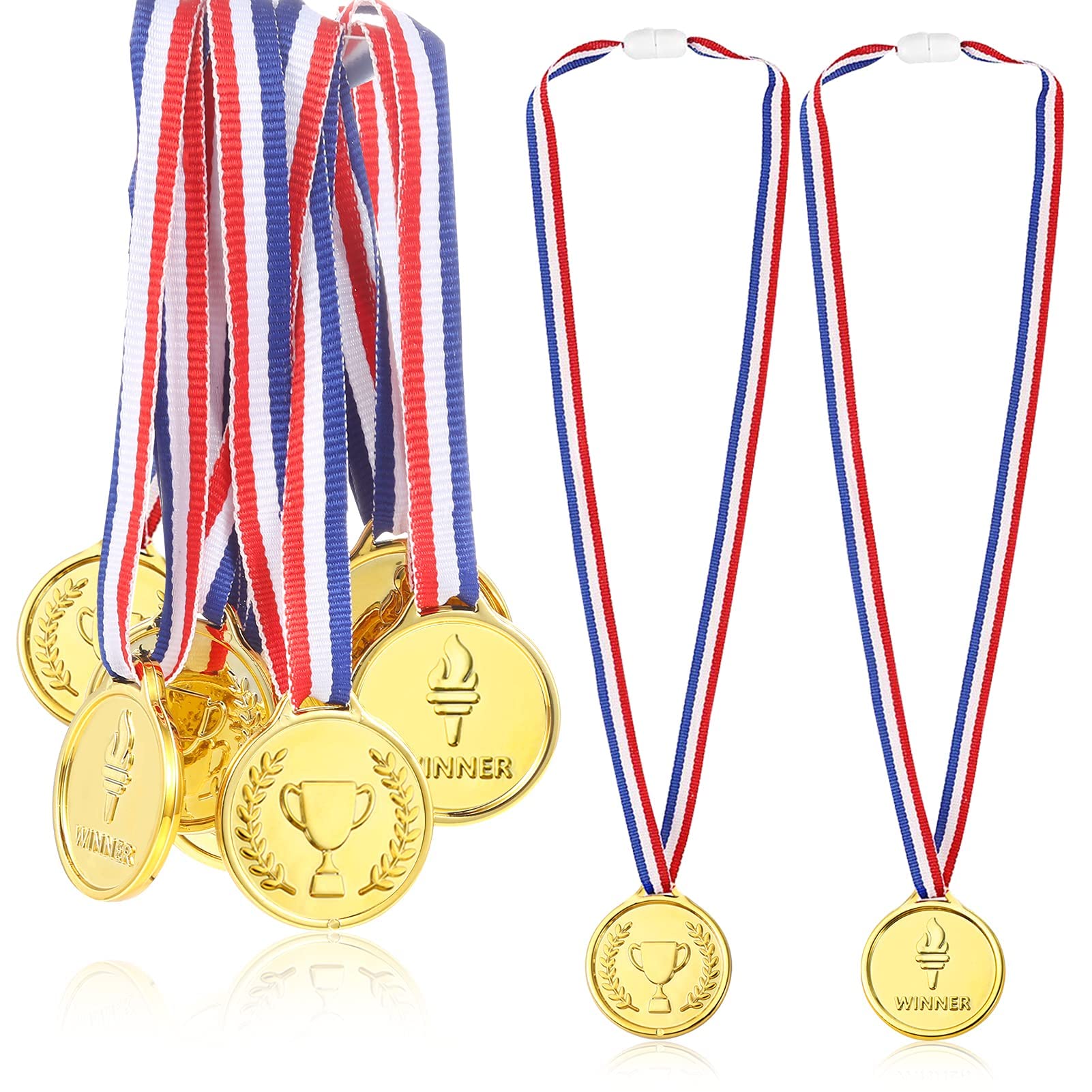 Caydo 24 Pieces Plastic Gold Medals for Children Winner Award Medals for Sports, Competitions, 3.5cm