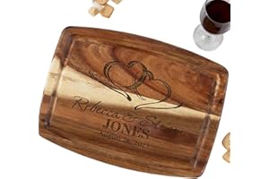 UIDMEN Personalized Cutting Board for Couple, Custom Engraved Charcuterie Cutting Board, with Juice Groove, Gifts for Newlywe