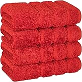 American Soft Linen Luxury Hand Towels for Bathroom, 600 GSM Heawy Weight 16x28 Size 100% Cotton Turkish 4 Piece Hand Face Towel Set, Red Hand Towels