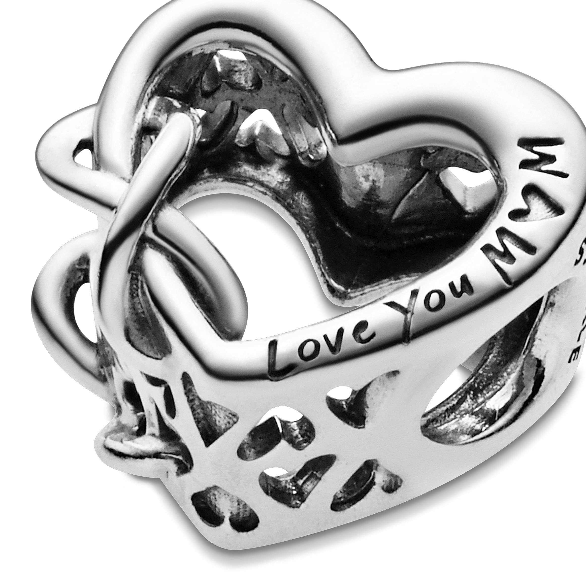 PANDORA „Love You Mum“ Unendlichkeits-Herz Charm Sterling-Silber 9,4 x 11,4 x 12,6 mm (T/H/B)
