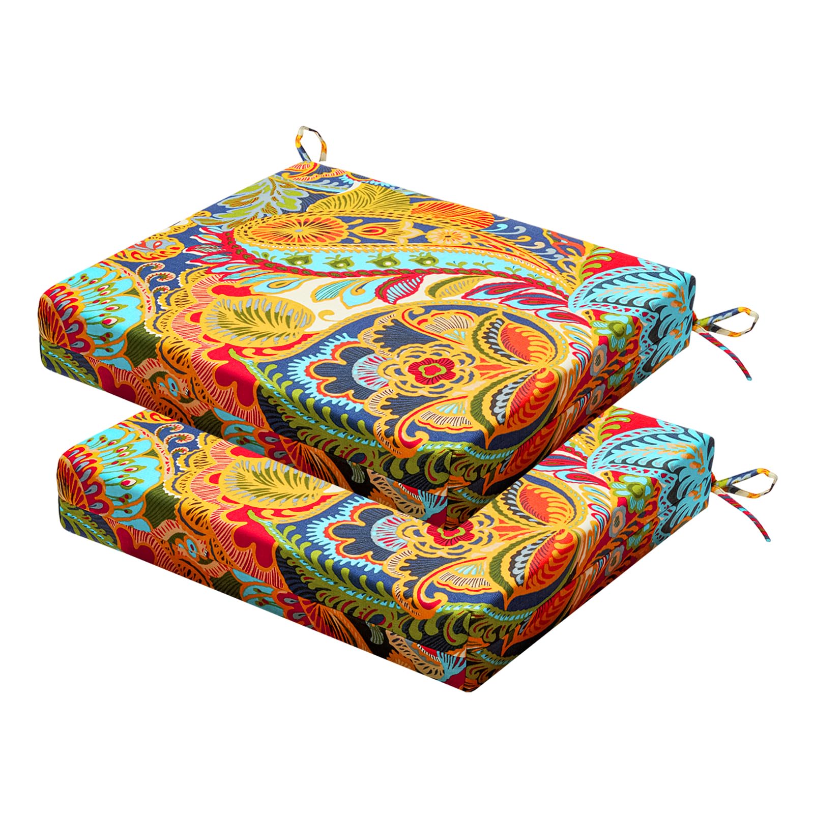 Photo 1 of HOMELYSIAN Outdoor Chair Cushions Set of 2, 18.5 x 16 Inch Patio Chair Cushions for Outdoor Furniture, Water Resistant Outdoor Patio Chair Cushions with Non-Slip Ties(Paisley)