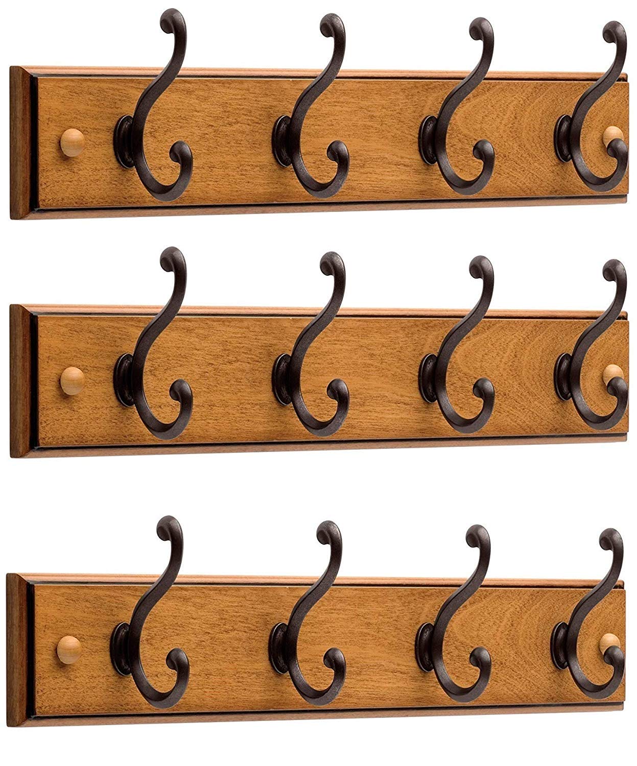 Best Honey Maple Hook Mounted Coat Rack