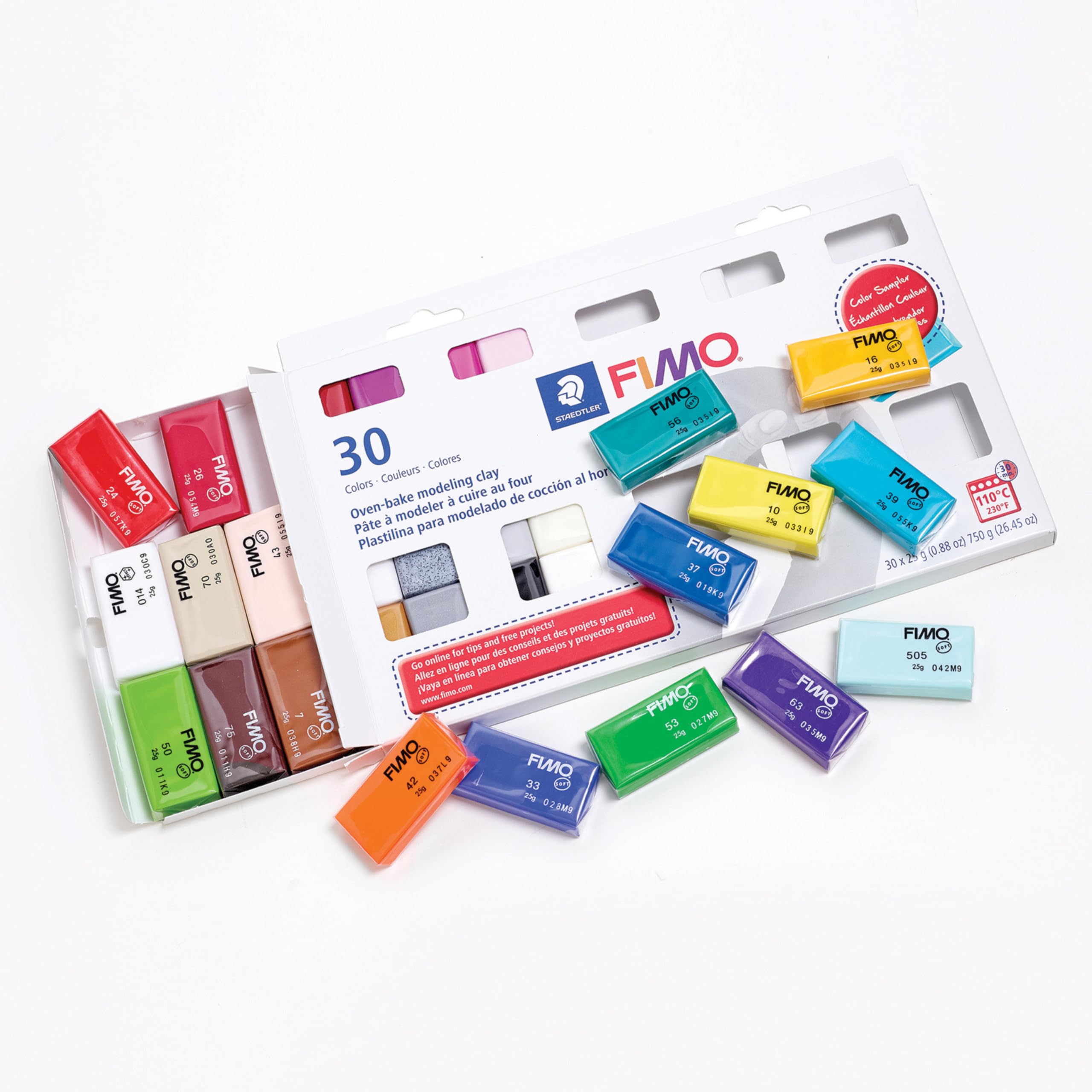 STAEDTLER FIMO Soft Oven-Bake Polymer Modeling Clay: 30 Piece Starter Kit for Jewelry, Scultpting, and Crafting for Beginners, Assorted Colors (0.88 oz Blocks), Adult Crafts and Creative Gifts