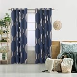 Deconovo Blackout Curtains Navy Blue 52x84 Inch Gold Wave 2 Panels view 2