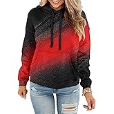 Womens Casual Hoodies Crew Neck Long Sleeve Sweatshirts with Pocket Lightweight Pullover Tops