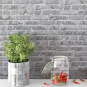 Timeet 17.7x196.9 inch Brick Peel and Stick Wallpaper Self-Adhesive Film Brick Textured Wallpaper Removable Film for Room Decor