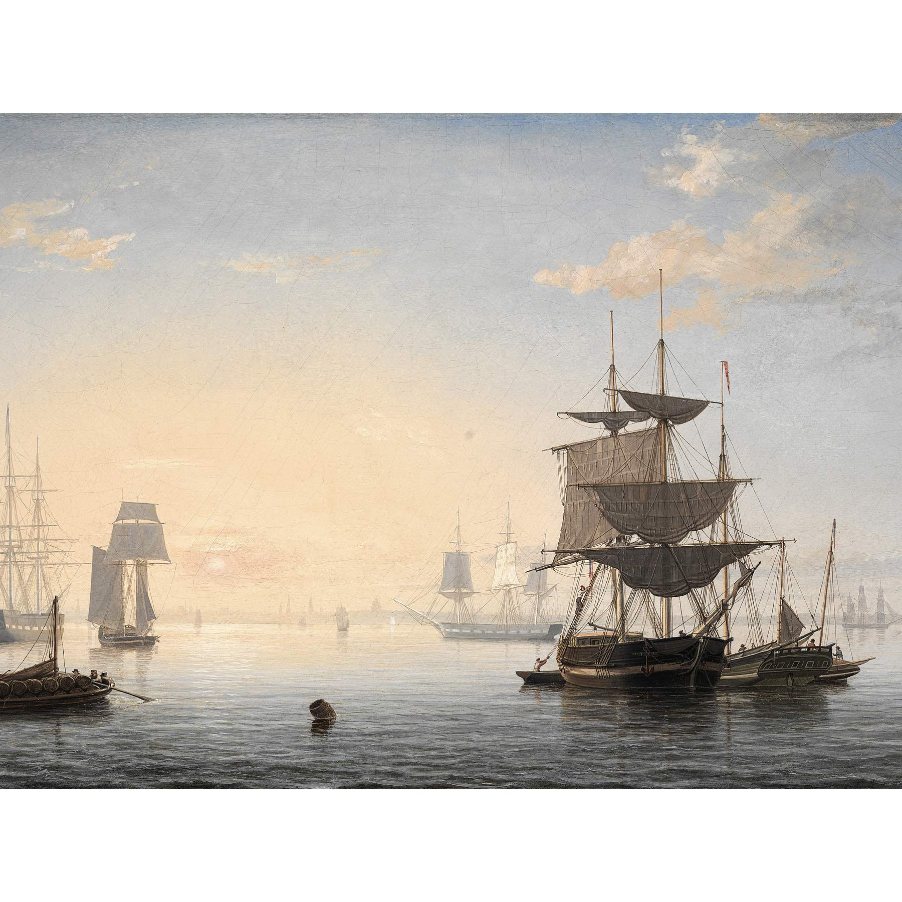 Artery8 Lane Harbour Of Boston City In Distance Large Wall Art Poster Print Thick Paper 18X24 Inch