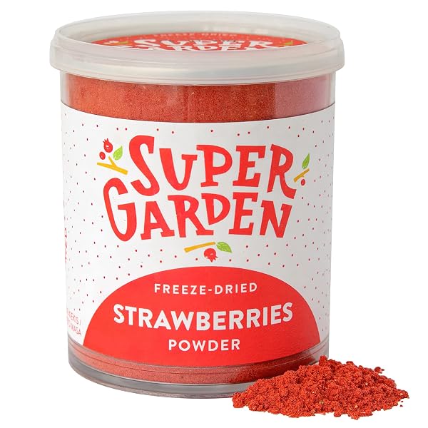 SUPER GARDEN FREEZE DRIED STRAWBERRIES POWDER | FLAVORFUL AND 100% PURE FREEZE DRIED STRAWBERRY POWDER | FREEZE DRIED FRUIT POWDER – NO SUGAR ADDED | FREEZE DRIED BERRIES POWDER – PERFECT SPACE AND ASTRONAUT FOOD FOR SMOOTHIES OR BAKING | 4.32 OZ