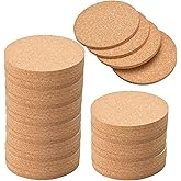 NROZIET 50 Pack Absorbent Cork Coasters, 4 Inch Round Edge Coaster for Drinks, Extra Thick Engraved Plain Coasters in Office, Home, or Cottage -1/5" Thick