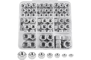 Vmuter Hex Nuts, 178 Pack #6-32#8-32#10-24 1/4"-20 5/16"-18 3/8"-16 304 (A2-70) Stainless Steel Hardware Nuts,Standard Inch Coarse Thread Nuts