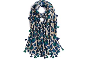 QIUTIMIY Scarf for Women Lightweight Soft Floral Leopard Printed Scarves Fall Winter Fashion Shawl Wrap with Fringe