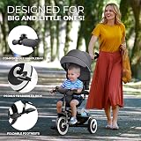 Kinderkraft ASTON Tricycle Baby Push Trike 9m-5y Gray with Parent Handle view 3