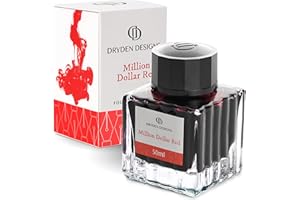 Dryden Designs Ink Bottle for Fountain Pen | Luxury Edition, Smooth Flow, Compact Designed 50ml Million Dollar Red