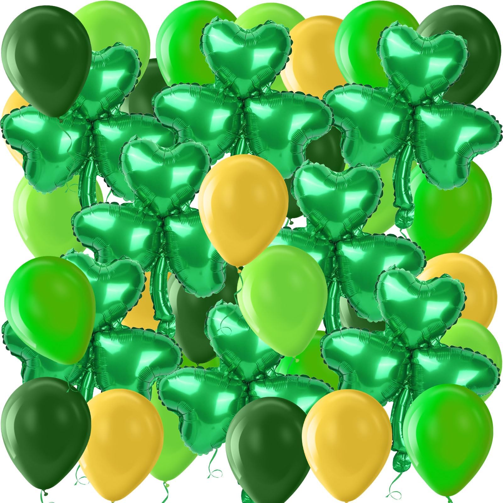 50 Pcs St Patricks Day Decorations Set, Green Shamrock Foil Balloons Gold & Green Latex Balloons, St Patricks Day Decorations Kit, Perfect for Home, Wall, Ceiling Decor Festival Party Supplies