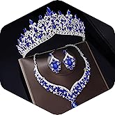 Kamirola Tiaras and Crowns for Women,Tiaras Earrings Necklace, Crystal Bridal Jewelry Set, Costume Party Halloween Prom Pageant Jewelry for Women TR80