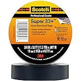 3M Scotch Super 33+ Electrical Tape, 3/4 in x 52 ft, 1 Roll, Black | Premium Grade All-Weather Vinyl, Resistant to Abrasion, 