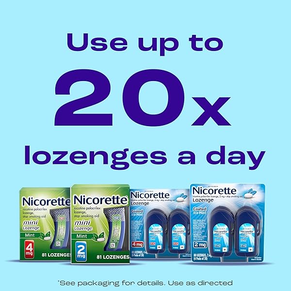 NICORETTE 4 MG COATED NICOTINE LOZENGES TO HELP QUIT SMOKING – ICE MINT FLAVORED STOP SMOKING AID, 20 COUNT