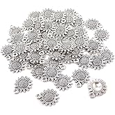 Honbay 50PCS Vintage Alloy Sunflower Charms Pendant for Jewelry Making or DIY Crafts