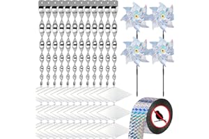 CHAOHUA Bird Devices Outdoor Set, Bird Reflectors to Keep Birds, Bird Reflectors Shiny Wind Spinners, Reflective Pinwheels with Stakes, Keep Geese, Pigeon, Duck, Woodpecker Away