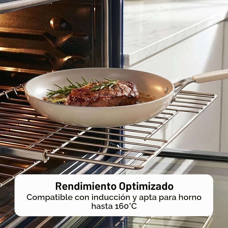 Cacerola de aluminio con revestimiento cerámico antiadherente con tapa de vidrio, 24 cm/4,91 L, libre de PFAS — foto 8 de 8