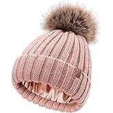 FURTALK Toddler Beanie Satin Lined Baby Boys Girls Winter Hats Pom Pom Beanies for Kids