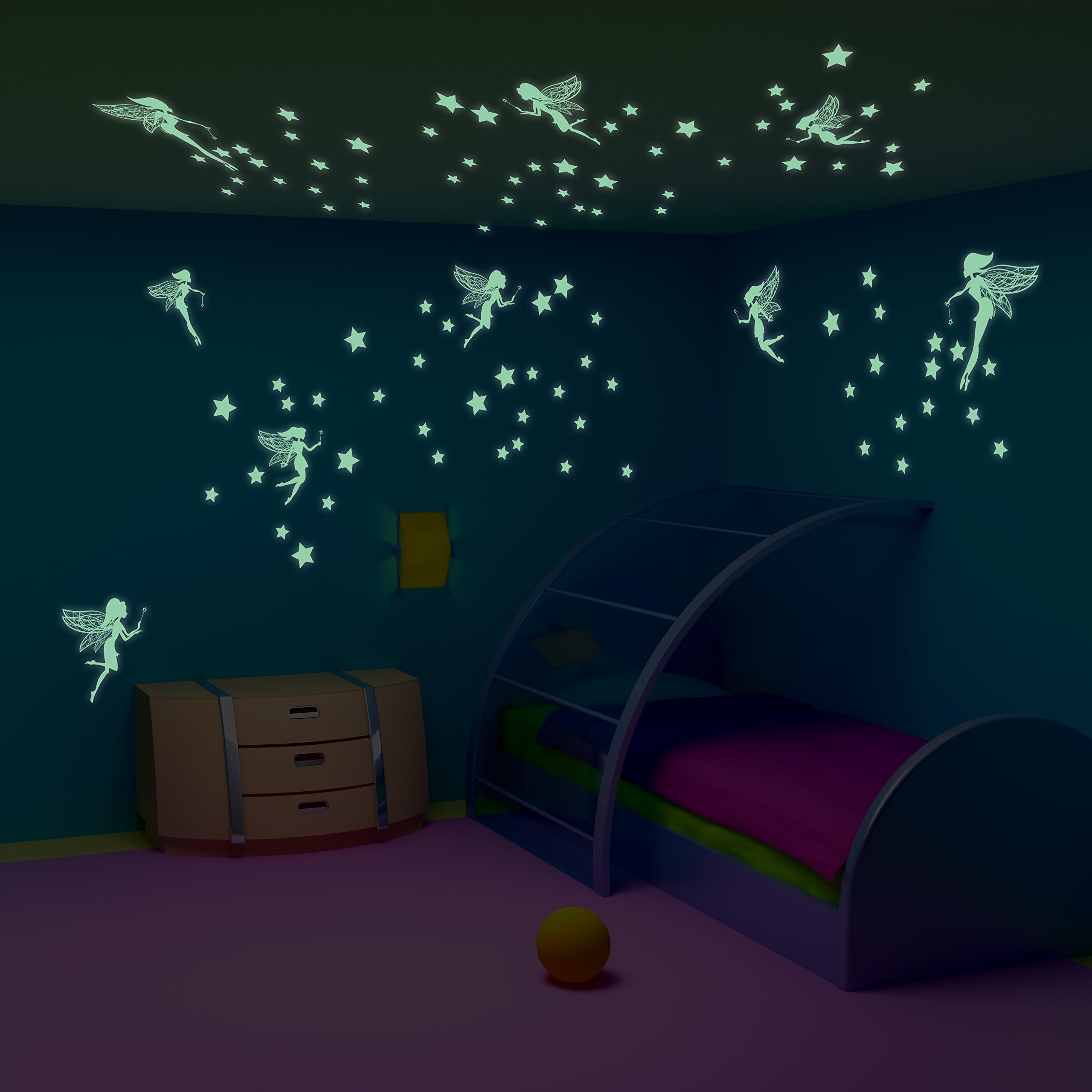 WALPLUS Decorations Wall Stickers Wall Murals Decals Living Room Children Nursery Home Décor C2WW004136 - WSG3324 Glow in Dark Magic Fairies x 2 Packs