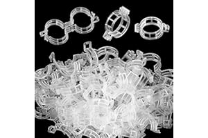 HEQXWL 100 Pcs Durable Plant Support Plastic Clips, Trellis, Stakes, and Ties for Climbing Tomato, Vine, Grape Vines - Outdoor Gardening Supplies - Wall Hooks and String Included - Secure Your Plants Easily