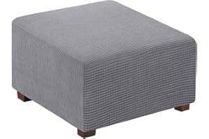 Flamingo P Stretch Ottoman Cover Square Ottoman Slipcover Furniture Protector Folding Storage Stool Furniture Protector Soft Slipcover with Elastic Bottom - Dove