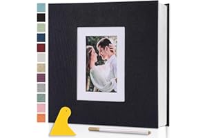 SEMFALBUUMS Photo Album Self Adhesive Pages Scrapbook Large Magnetic Photo Albums with Sticky Pages Scrapbooks for Wedding Baby for 4x6 5x7 8x10 Picture Photo Books 11x10.6 Black 60 Pages