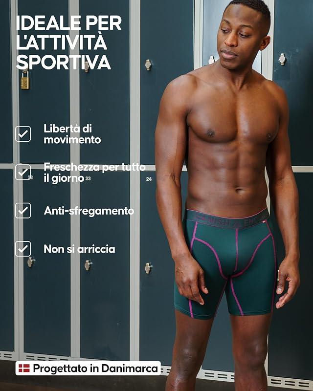Boxer Uomo Sportivi, 6 Paia, Multicolore (3xnero, 1xNero/Rosso, 1xVerde/Viola, 1xBlu), XL — foto 3 di 6