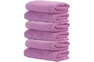 Ôhm - Terry Cloth Towel Set - 6 Extra Fluffy & Soft Bath Towels - 24x48 Inch - for Home, Hotel & Spa Turkish Cotton & Oeko-TEX Certified - Lilac Purple