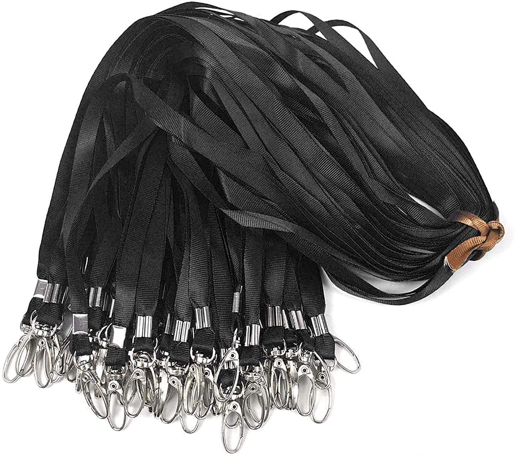 Bird Fiy Black Lanyards 100Pcs 17.5 inch Nylon Lanyard,Lanyards Swivel Hooks Clips Great for ID Name Tags Badges/Key Chains