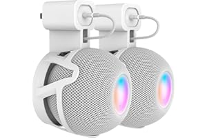 CUHIOY Wall Mount for HomePod Mini, Built-in Cord Management Speaker Stand for Outlet Home Pod, Space-Saving Smart Plug Holder for Homepod, Safe Stable Speaker Accessories(White, 2 Pack)