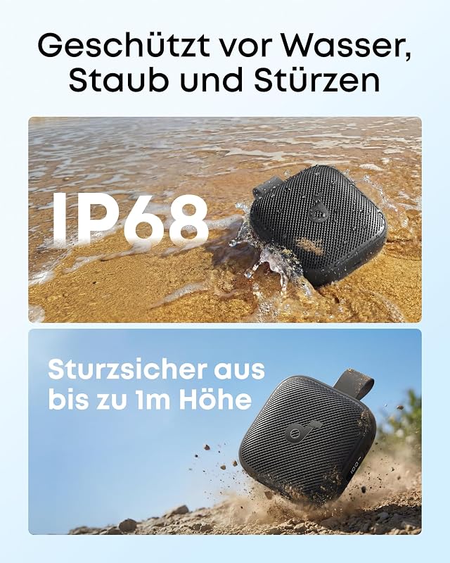 by Anker Boom Go 3i, tragbarer Lautsprecher mit 15W Sound Schwarz