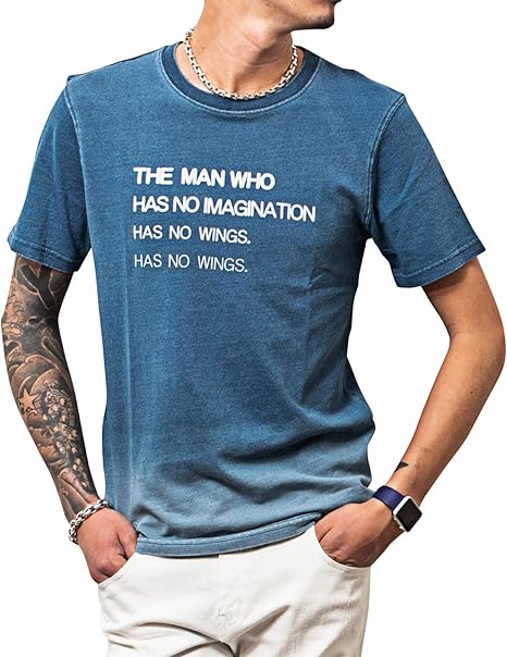 Amazon ルービック Rubik Tシャツ メンズ 半袖tシャツ インディゴ プリント カットソー シャツ クルーネック 抜染 S サックス グラデーション Tシャツ カットソー 通販