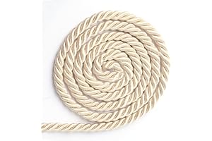 BEL AVENIR 6mm 16Yards Twisted Cord Rope Trim Craft Decorative Nylon Rope Handmade Cording for Sewing Crafts Upholstery Home Décor (Beige)