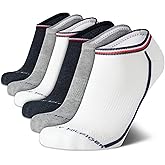 Tommy Hilfiger Mens No Show Socks - 6 Pack Lightweight Performance Stretch Athletic Invisible Shoe Socks Liners for Men