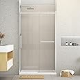 Sunrosa Shower Doors 48"×76", Single Sliding Shower Doors, Shower Door with Tempered Glass, Shower Glass Door in Chrome