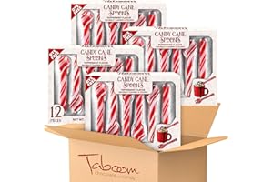 TABOOM Peppermint Candy Cane Spoons Bulk - Pack of 48 Dye-Free Individually Wrapped Christmas Peppermint Flavored Hot Chocolate Spoons - Festive Holiday Treats for Stirring, Gifts & Stocking Stuffers